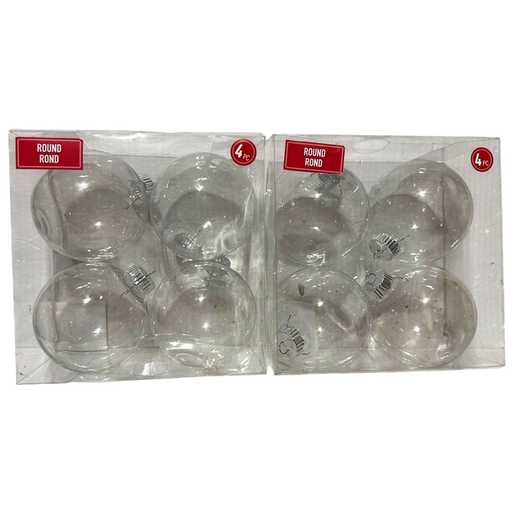 Round Clear Plastic Christmas Holiday DIY Crafting Ornaments 8 Ct